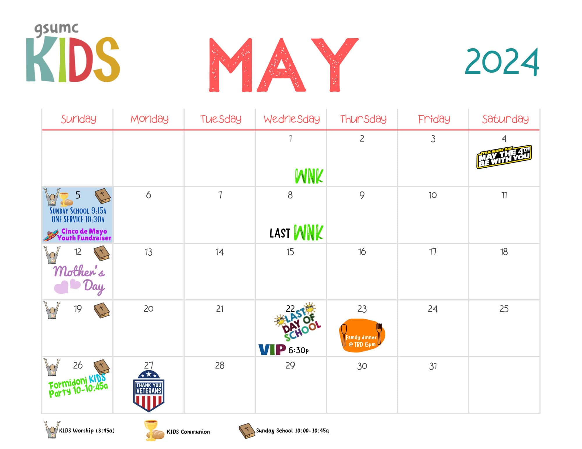 KIDS Calendar May