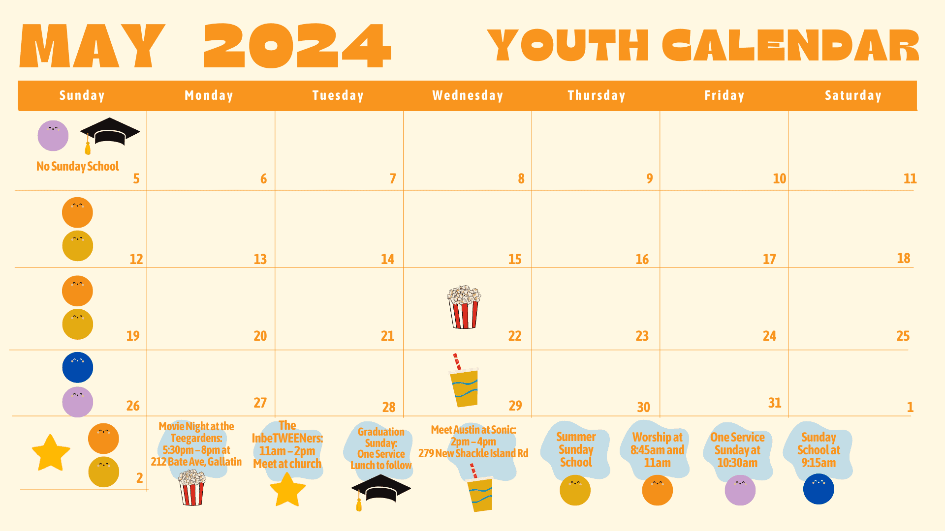 Youth Summer Calendar